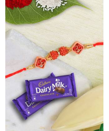 Crunchy Fashion Rudraksha Rakhi Set & Dairy Milk Chocolates CFRKH0114 