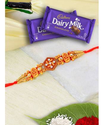 Crunchy Fashion Traditional Wodden Rakhi Set With Chocolates CFRKH0115