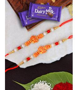 Crunchy Fashion Wodden Multicolor Lord Ganesha Rakhi Set With Chocolates CFRKH0117