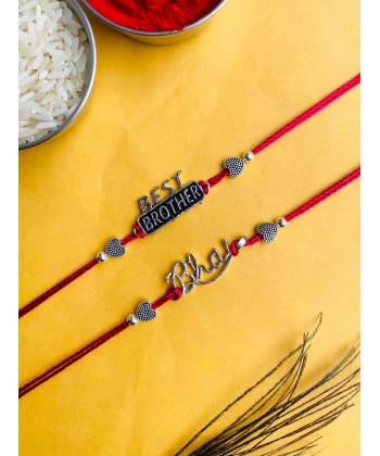 Best Brother-Bhai Oxidised Silver Rakhi set for Brother-Pack of 2