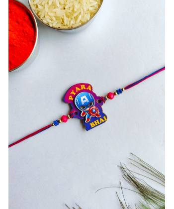 Pyara Bhai wooden Kid's Rakhi for Brother with Roli and Chawal