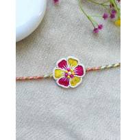 Pink-Yellow Blossom Beaded Rakhis for Sisters & Brothers