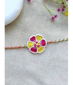 Pink-Yellow Blossom Beaded Rakhis for Sisters & Brothers