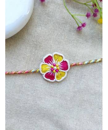 Pink-Yellow Blossom Beaded Rakhis for Sisters & Brothers