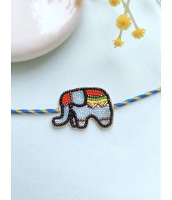 Handmade Multicolor Beaded Elephant Rakhi for Brother