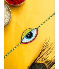 Buy Online Crunchy Fashion Earring Jewelry Handmade Evil Eye Rakhi for Brother, Bhabhi Rakhi CFRKH0231