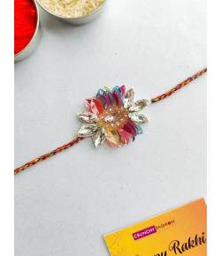 Buy Online Crunchy Fashion Earring Jewelry Handmade Multicolor BHAI Rakhi for Brother Rakhi CFRKH0235