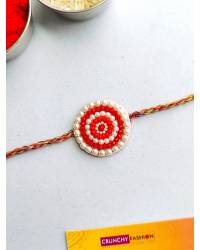 Buy Online Crunchy Fashion Earring Jewelry Handmade Pink-yellow Rakhi Combo for Bhai & Bhabhi Rakhi CFRKH0257