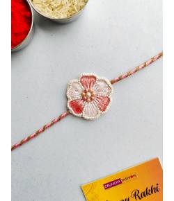 Buy Online Crunchy Fashion Earring Jewelry Pink Floral Beaded Handmade Rakhi for Sister/Bhabhi Rakhi CFRKH0245