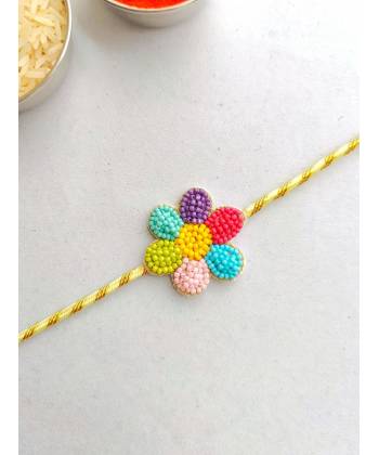 Multicolored Floral Handmade Rakhi for Sister, Bhabhi