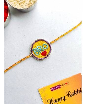 BRO Rakhi - Handmade Yellow-Sky Blue Beaded Rakhi for Brother