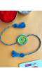 OM Rakhi- Handmade Beaded Sky-Blue Rakhi for Brother & Bhabhi