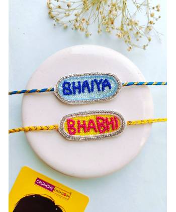 Bhaiya-Bhabhi Handmade Beaded Rakhi Set for Bro Bhabhi