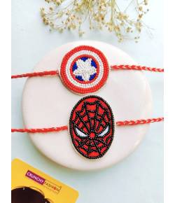 Handmade Spiderman-Captain America Rakhi Combo for Kids
