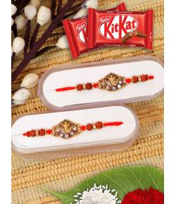 Crunchy Fashion Lord Ganesha Rakhi Set & KitKat Chocolates GCFRKH0044 