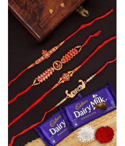 Crunchy Fashion Multicolor Religious Multicolor Rakhi Set With Chocolates GCFRKH0067