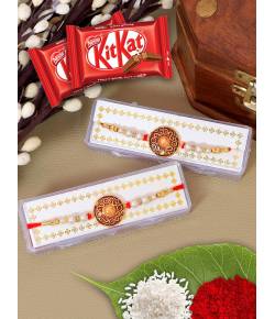 Crunchy Fashion Multicolor Pearl Rakhi Set & KitKat Chocolates GCFRKH0069 