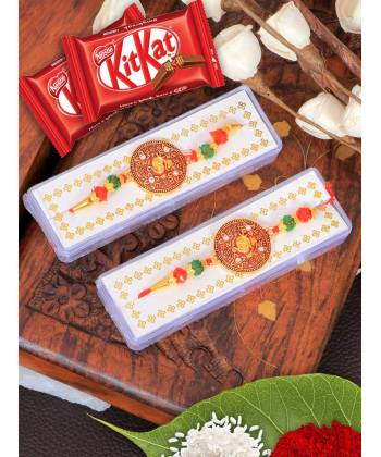 Crunchy Fashion Om Multicolor Rakhi Set With KitKat Chocolates GCFRKH0070 
