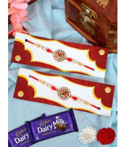 Crunchy Fashion Multicolor Swastik Rakhi Set & Dairy Milk Choclates GCFRKH0072