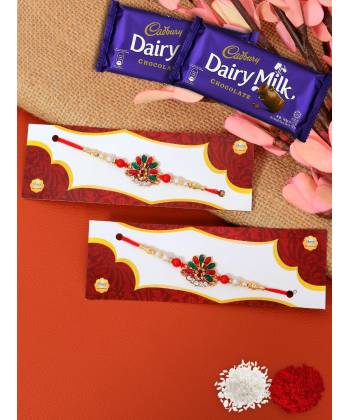 Crunchy Fashion Multicolor Rakhi Set & Dairy Milk Chocolates GCFRKH0073