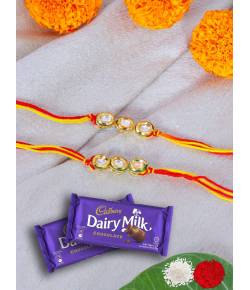 Crunchy Fashion Multicolor Kundan Combo Rakhi With Chocolates GCFRKH0081