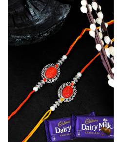 Crunchy Fashion Oxidized Silver Rakhi Combo Set With Cadbury Chocolates GCFRKH0089 