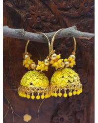 Buy Online Crunchy Fashion Earring Jewelry Indian Designer  Floral Kundan Polki Green Enamelled Dangler Earrings RAE1087 Jewellery RAE1087