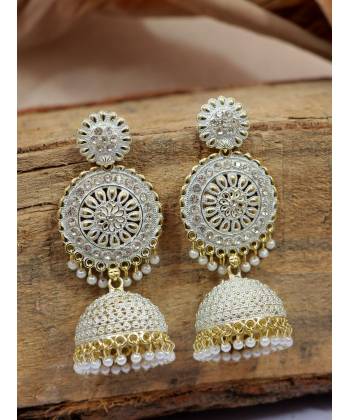 Crunchy Fashion White Pearl Jhumki Earrings RAE0717