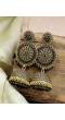 Crunchy Fashion Gold plated Floral Black Jhumka Earring RAE0718