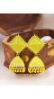 Traditional Gold plated Yellow Square Jhumka Jhumki Earrings RAE0729
