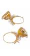 Gold plated Kundan Flower Meenakari Yellow Hoop Jhumka  Earrings  With White Pearl Earrings RAE0892
