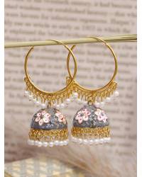Buy Online Crunchy Fashion Earring Jewelry Traditional Gold Plated Lotus Light Green Jhumka Jhumki Earrings RAE0701 Jewellery RAE0701