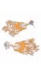 Crunchy Fashion Traditional  Yellow Meenakari Kundan White Lotus Chandbali Beads Earrings RAE1046