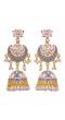 Ethnic Gold-Plated Lotus Style Grey Jhumka Earrings With White Pearls RAE1158