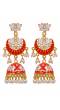 Ethnic Gold-Plated Lotus Style Red Jhumka Earrings With White Pearls RAE1159