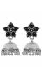 Oxidised Silver Black Stone Star-Shaped Earrings for Women/Girls"
