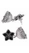 Oxidised Silver Black Stone Star-Shaped Earrings for Women/Girls"