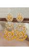 Gold-Plated Yellow Crystal/Pearl Double Layered Chandbali Earrings For Women/Girl's