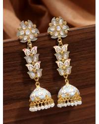 Buy Online Royal Bling Earring Jewelry Gold Plated Round Shape Jali Style White Earrings RAE0964 Jewellery RAE0964