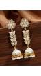 Gold-plated Meenakari Long Jhumki White Earrings RAE1309