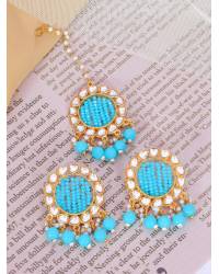 Buy Online Royal Bling Earring Jewelry Traditional Round Floral Sky Blue Pearl Choker jewellery Set  RAS0223 Jewellery RAS0223