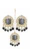 Crunchy Fashion Gold-Plated Black  Kundan & Pearl Errings Tika RAE2152