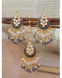 Buy Online Royal Bling Earring Jewelry Crunchy Fashion Gold-Plated Floral Meenakari & Pearl Navy Blue Hoop Jhumka  Earrings  RAE0878 Jewellery RAE0878