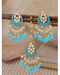 Buy Online Royal Bling Earring Jewelry Crunchy Fashion Gold-Plated  White Perals Bollywood Style Grey Kundan Earrings RAE1915 Jewellery RAE1915