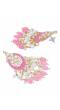 Crunchy Fashion Gold-Plated Pink Chandbali Kundan Pearl Earrings Tikka Set RAE2158