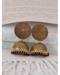 Buy Online Crunchy Fashion Earring Jewelry Gold-plated Dark- Pink Design Jhumki Earrings RAE1620 Jewellery RAE1620