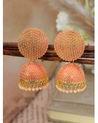 Buy Online Royal Bling Earring Jewelry Crunchy Fashion Gold-Plated Floral Meenakari & Pearl Pink Hoop Jhumka  Earrings  RAE0873 Jewellery RAE0873