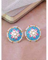 Buy Online Crunchy Fashion Earring Jewelry Cascaded Love Earrings in Blue- Handmade Heart Beaded Drops & Danglers CFE2055