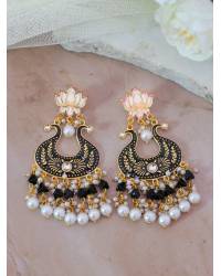 Buy Online Crunchy Fashion Earring Jewelry Oxidised German Silver Peacock Theme Pink Kundan Jhumki Earrings RAE1830 Jewellery RAE1830