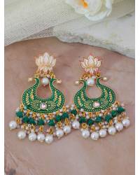 Buy Online Royal Bling Earring Jewelry Crunchy Fashion Gold-Plated Red Peacock Chandbali White  Pearl Dangler  Earrings RAE1921 Jewellery RAE1921